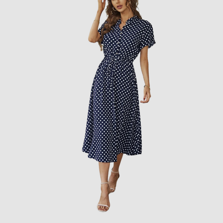 Kristen™ Elegant Polka Dot Midi Dress