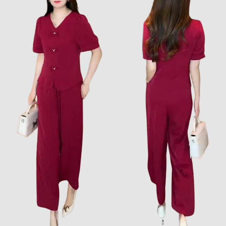 Elsie™ Elegant Short-Sleeve Two-Piece Set